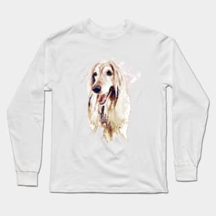 Watercolor Portrait - Afghan Hound Dog Long Sleeve T-Shirt